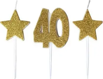 Qiri ditëlindje Antella, numri 40, glitter, ari