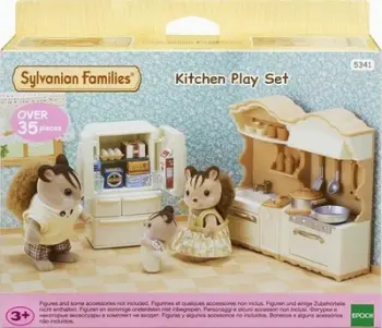 Set lojërash kuzhine Sylvanian Families Kitchen Play Set, me frigorifer sobë dhe lavaman, shumëngjyrësh