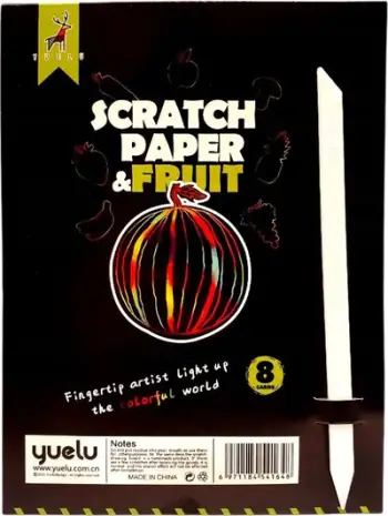 Set kreativ gërvishtës Yuelu Fruit Series, 8 kartona, për fëmijë, i zi