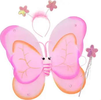 Set kostumi Butterfly për fëmijë, krahë 52 x 40 cm, shirit koke dhe shkop magjik, shumëngjyrësh