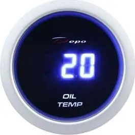 Matës temperature vaji Depo DBL, 52mm, ekran dixhital blu, i bardhë