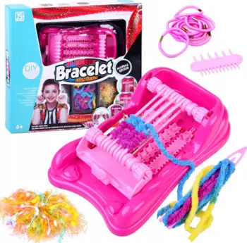 Set kreativ tezgjah për byzylykë DIY Rope Bracelet, plastik, për fëmijë 6+, rozë