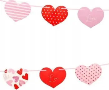 Garlandë letre Godan Hearts, 200 cm, shumëngjyrëshe