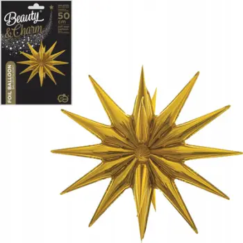 Balonë folie Godan Star 3D, 50x46cm, ngjyrë ari