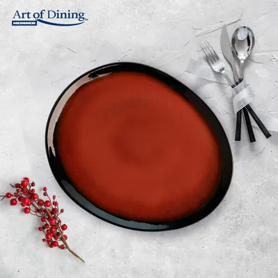 Pjatë ovale qeramike Art Of Dining Vulcano, 28cm, e kuqe - 2