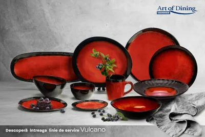 Pjatë ovale qeramike Art Of Dining Vulcano, 28cm, e kuqe - 3
