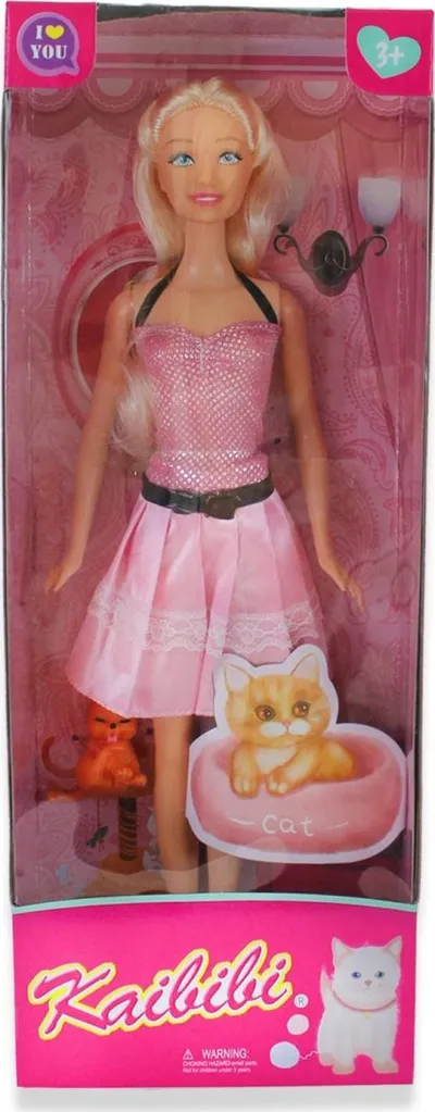 Kukull Ciuciubabka Doll With Kitten S101255, me kotele, fustan rozë - 5