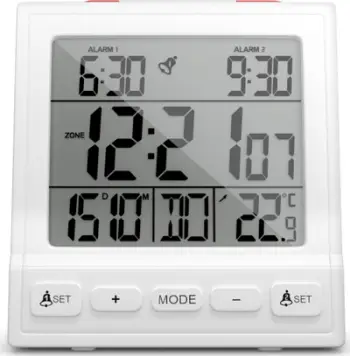 Radio alarm Mebus 56813, ekran i ndriçuar, me bateri AAA, i bardhë