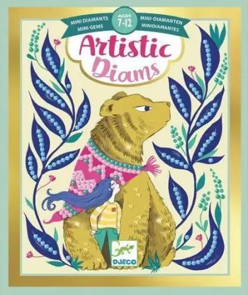 Set kreativ Djeco Artistic Diams Legends, 4 kartolina me diamantë, 7-12 vjeç, shumëngjyrësh