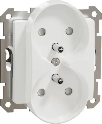 Prizë dyshe Schneider Electric Sedna Design GN.2-KR.Z/U, e groposur, me tokëzim, e bardhë