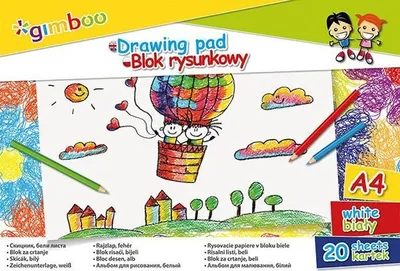 Bllok vizatimi Gimboo Drawing Pad A4, 20 fletë, i bardhë - 1