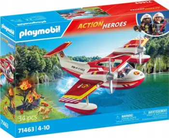 Set lodër Playmobil Action Heroes 71463, aeroplan zjarrfikës amfib, 34 pjesë, i kuq e bardhë