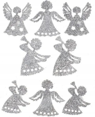 Ngjitësa dekorative Craft with Fun Angels, sete Krishtlindjesh, me shkëlqim, argjendta - 2
