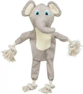 Lodër pelushi për qen Trixie Elephant, me litar, gri