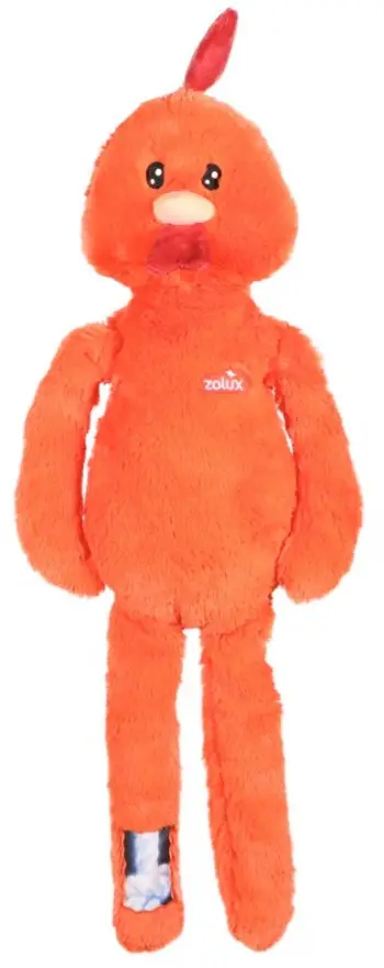 Lodër qeni Zolux Plush Strong Rooster, 60cm, me fishkëllimë, portokalli