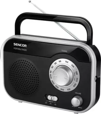 Radio analoge AM/FM Sencor SRD 210 BS, 210 × 53 × 139 mm, 230 V, e zezë / hirtë
