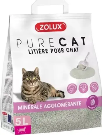 Rërë higjienike për mace Zolux Scented Clumping Mineral, kokrrizim mineral, aromë e freskët