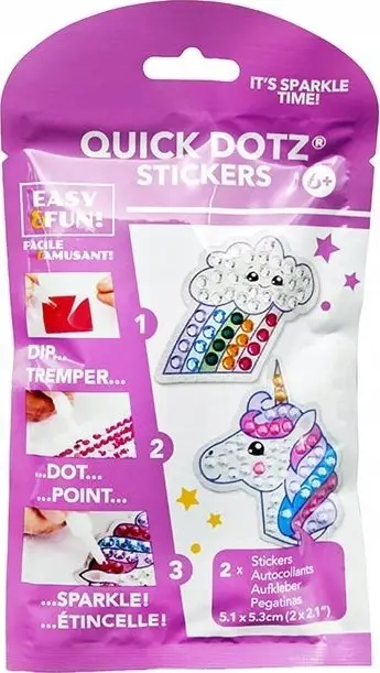 Set diamantimi Diamond Dotz Quick Dotz Big Dotz DTZ8.006, Pack 6, Rainbow Unicorn, shumëngjyrësh
