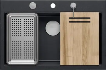 Lavaman kuzhine Quadron Marc 110 Workstation, 76 x 50 cm, Black Steel