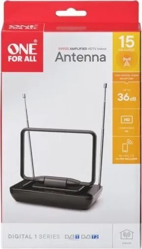 Antene e brendshme TV One For All SV 9125, DVB T T2 dhe DAB DAB+, e zezë - 2