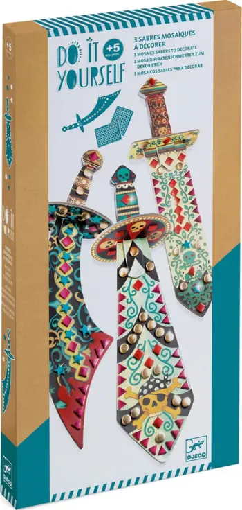 Set kreativ për shpatë pirati DIY Like a Pirate, mozaik me numra, për fëmijë 5+