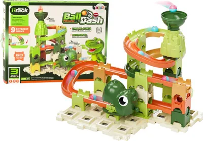 Lodra konstruktore LEAN Toys Ball Track Dinosaur, 60 pjesë, shumëngjyrëshe - 1