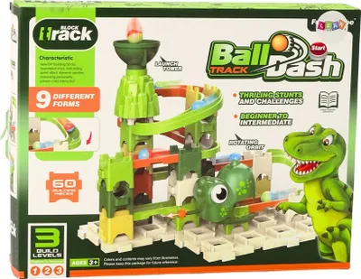 Lodra konstruktore LEAN Toys Ball Track Dinosaur, 60 pjesë, shumëngjyrëshe - 3