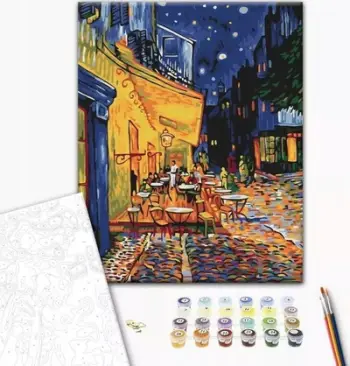 Set pikturimi me numra Brushme Café Terrace at Night in Arles, 40x50cm, një pjesë