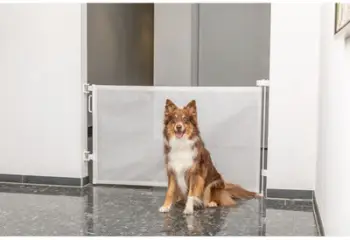 Barrierë sigurie për qen Trixie Retractable, deri 137 cm, montim në mur, e bardhë