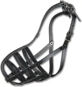 Përparëse për qen Dino Leather Muzzle, madhësia Large 9, lëkurë, e zezë