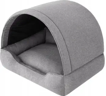 Shtëpi për qen EcoPet Bed With Canopy, 2 në 1, 60x47 cm, gri