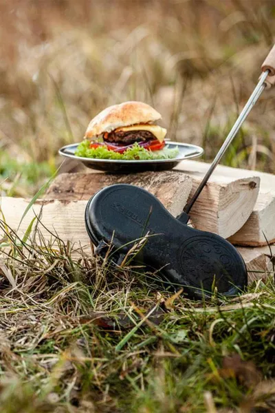 Pajisje për burger Petromax Burger Iron, gize, doreza druri, e zezë - 5