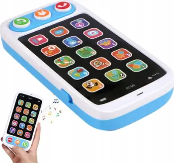 Telefoni edukativ për fëmijë Baby Touch, me tinguj muzikorë, 12+ muaj, bardh e kaltër