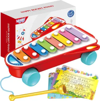 Ksilofon lodër Woopie Happy Rocket Piano, për fëmijë 18m+, i kuq