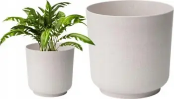 Vazo lulesh Form-Plastic Satina Eco Wood Fi 13, plastike dhe dru, e bardhë