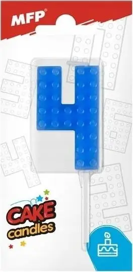 Qiri numër 4 dekorativ, formë block, i kaltër