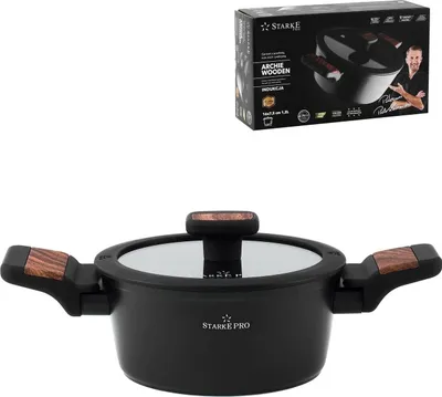 Tenxhere me kapak Starke Pro Archie Wooden, 1.2L, doreza pamje druri, metalike - 1