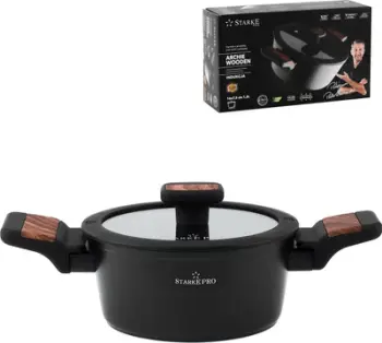 Tenxhere me kapak Starke Pro Archie Wooden, 1.2L, doreza pamje druri, metalike