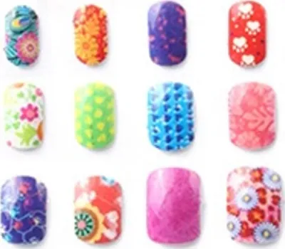 Set manikyri për fëmijë Nail Making Set Stickers Tips Polishes, me llak thonjsh, me ngjitëse dekorative, shumëngjyrësh - 5