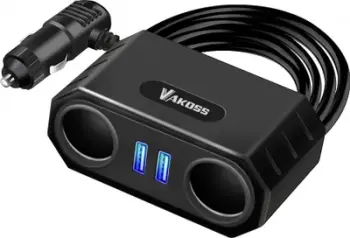 Adapter karikues për veturë Vakoss, 2x USB, 12-24V, kabëll 7m, i zi