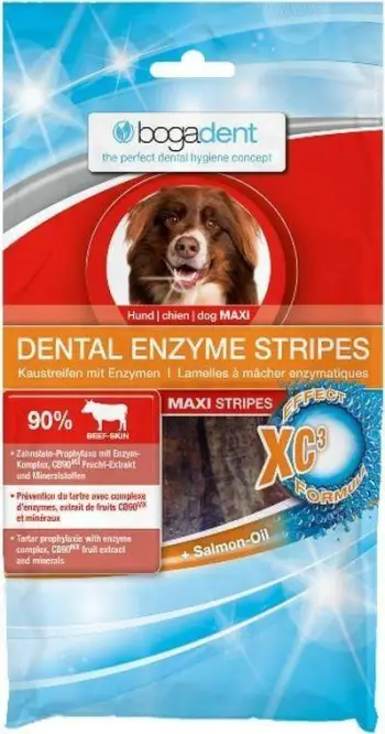 Shkopinj dentarë për qen Bogadent Dental Enzyme Strips Maxi, 100 g, lëkurë viçi