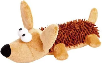 Lodër qeni Dingo Plush Squeaky Toy Mop Dog, 20cm, me fishkëllimë, shumëngjyrëshe - 2