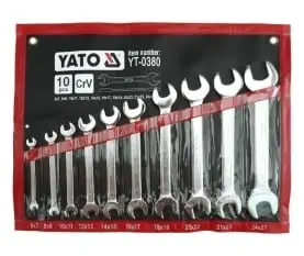 Set çelësa të hapur Yato YT-0380, 6-27mm, 10 copë, argjendtë