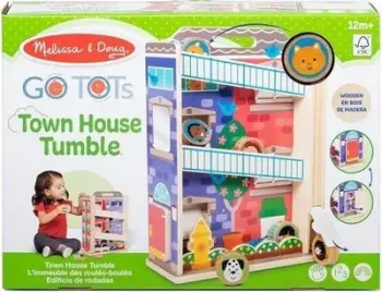 Lodër druri Melissa and Doug Go Tots Town House Tumble, me 3 disqe, shumëngjyrëshe