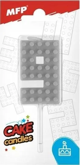 Qiri ditëlindjeje MFP Birthday Candle Blocks, numri 9, formë blloku, gri - 1