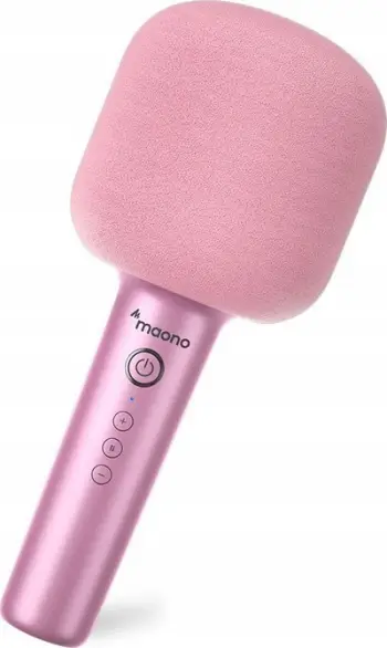 Mikrofon karaoke Bluetooth Maono MKP100, altoparlant i integruar, 8 efekte zëri, rozë