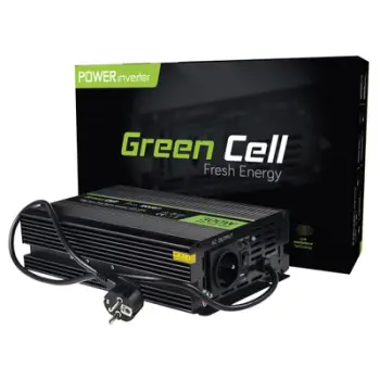 Inverter për veturë Green Cell INV07, 12 V në 230 V, 300 W, i zi