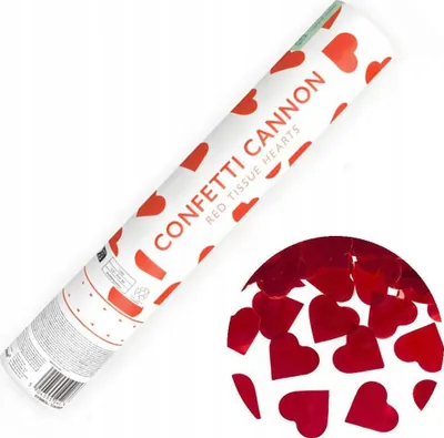 Top konfeti Partydeco Red Heart, 28cm, formë zemre, i kuq - 1