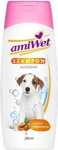 Shampo për këlyshë Amiwet, me vaj bajameje, 200ml, e bardhë