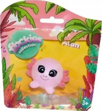 Figurinë koleksionuese Flockies Axolotl Alan, seri Flockies 2, me sipërfaqe flock, shumëngjyrëshe